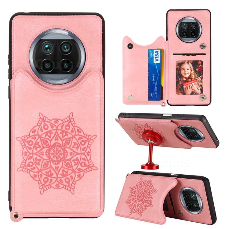 Luxury Mandala Multi-function Magnetic Card Slots Stand Leather Back Cover for Xiaomi Mi 10T Lite 5G - Rose Gold