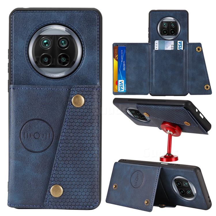 Retro Multifunction Card Slots Stand Leather Coated Phone Back Cover for Xiaomi Mi 10T Lite 5G - Blue