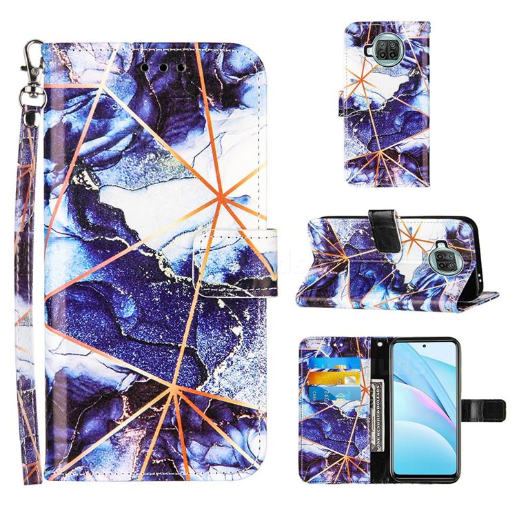 Starry Blue Stitching Color Marble Leather Wallet Case for Xiaomi Mi 10T Lite 5G