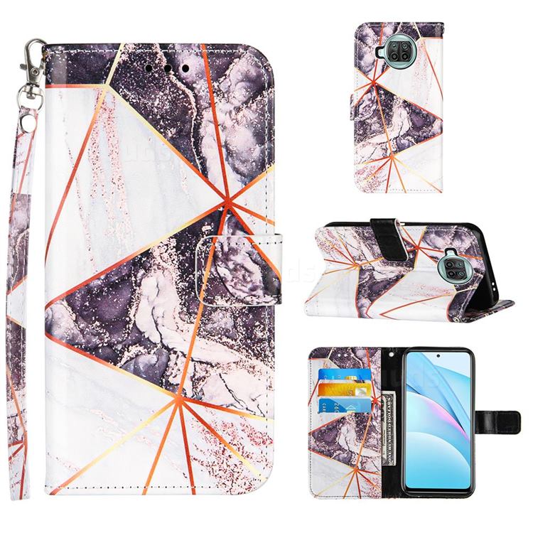 Black and White Stitching Color Marble Leather Wallet Case for Xiaomi Mi 10T Lite 5G