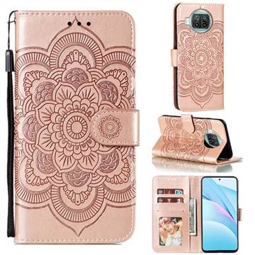 Intricate Embossing Datura Solar Leather Wallet Case for Xiaomi Mi 10T Lite 5G - Rose Gold