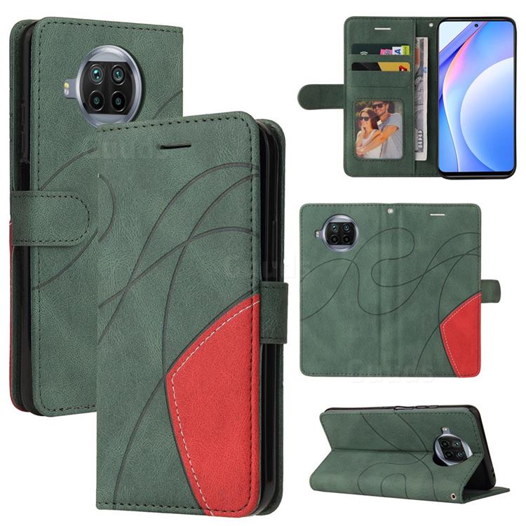 Luxury Two-color Stitching Leather Wallet Case Cover for Xiaomi Mi 10T Lite 5G - Green