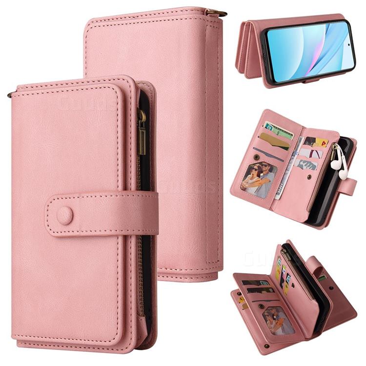 Luxury Multi-functional Zipper Wallet Leather Phone Case Cover for Xiaomi Mi 10T Lite 5G - Pink
