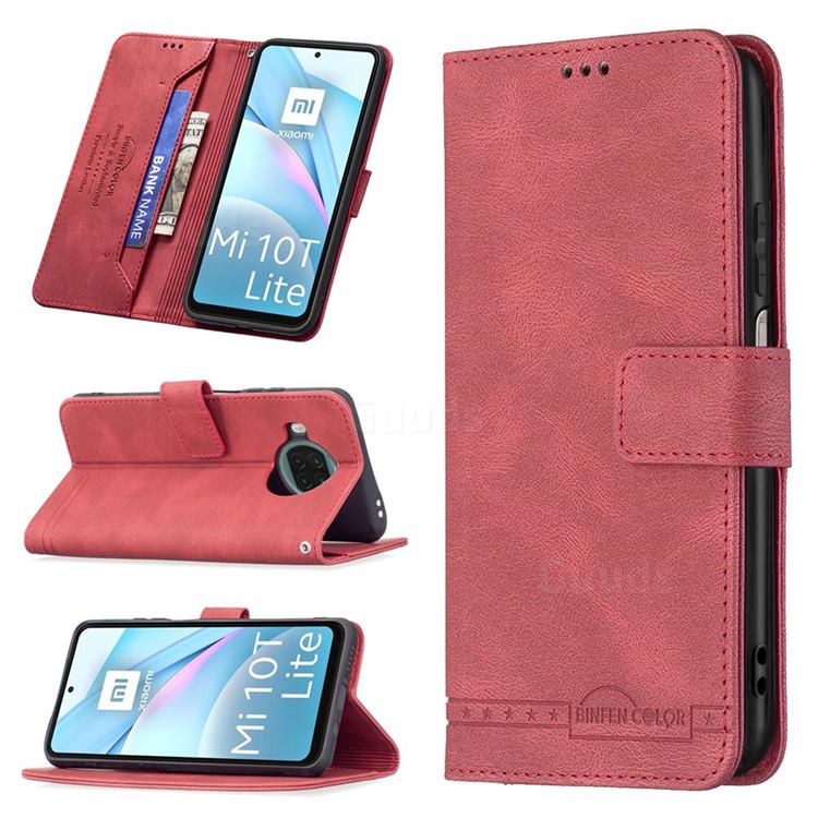 Binfen Color RFID Blocking Leather Wallet Case for Xiaomi Mi 10T Lite 5G - Red