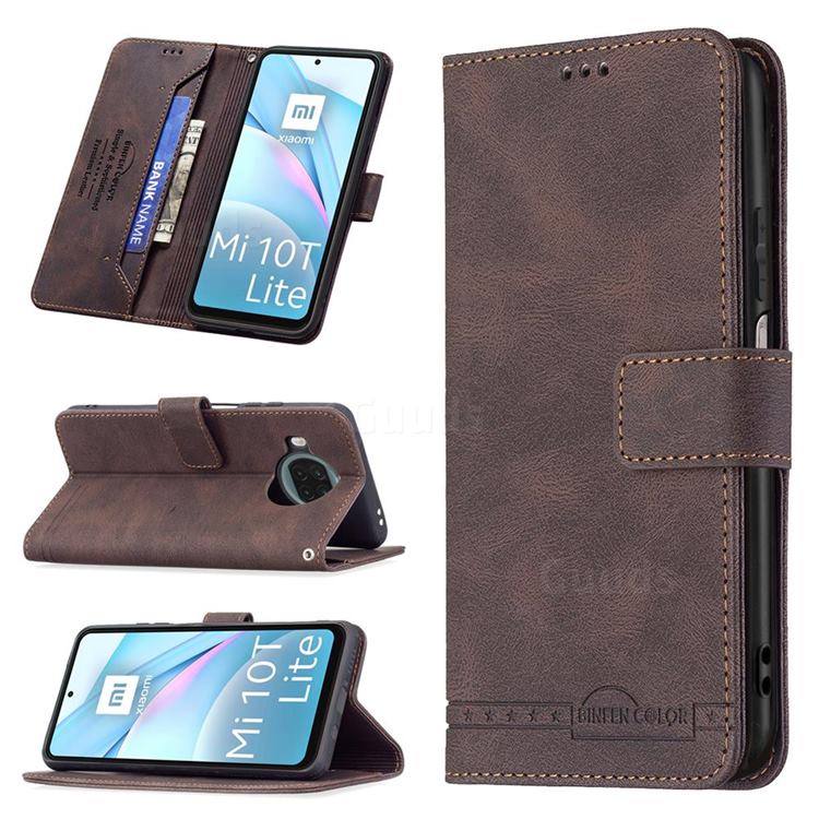 Binfen Color RFID Blocking Leather Wallet Case for Xiaomi Mi 10T Lite 5G - Brown