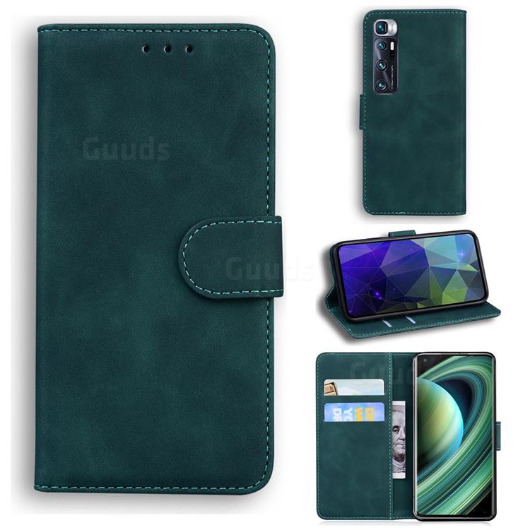 Retro Classic Skin Feel Leather Wallet Phone Case for Xiaomi Mi 10 Ultra - Green