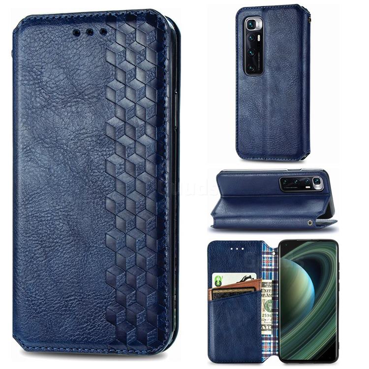 Ultra Slim Fashion Business Card Magnetic Automatic Suction Leather Flip Cover for Xiaomi Mi 10 Ultra - Dark Blue