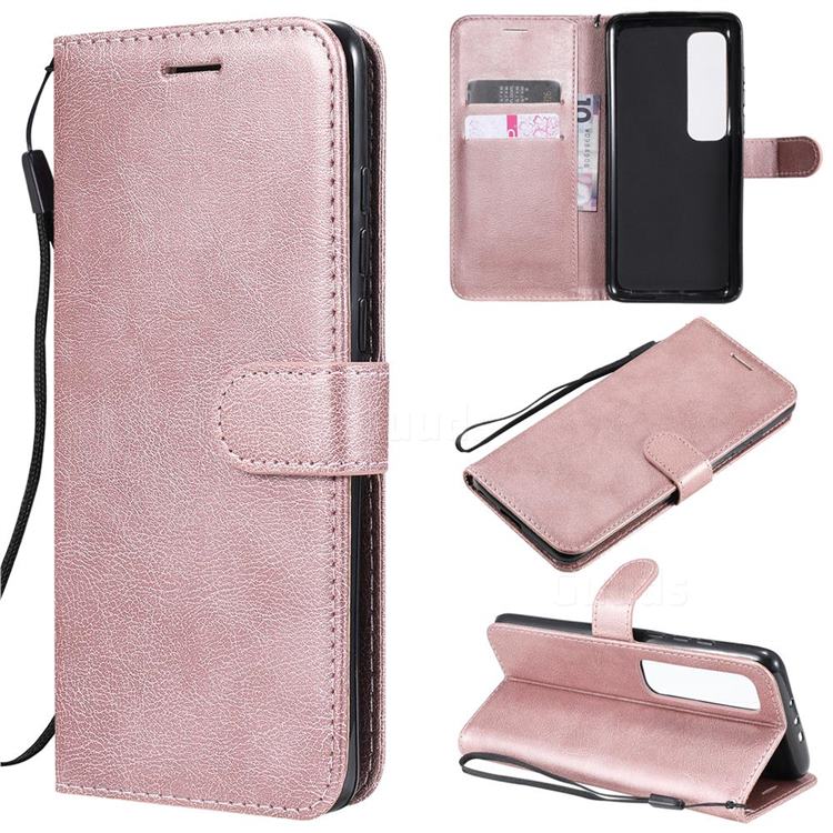 Retro Greek Classic Smooth PU Leather Wallet Phone Case for Xiaomi Mi 10 Ultra - Rose Gold