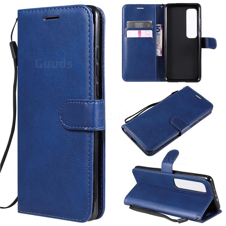 Retro Greek Classic Smooth PU Leather Wallet Phone Case for Xiaomi Mi 10 Ultra - Blue
