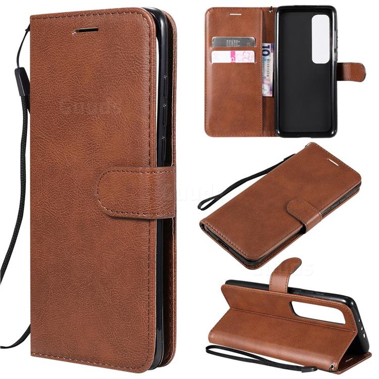 Retro Greek Classic Smooth PU Leather Wallet Phone Case for Xiaomi Mi 10 Ultra - Brown