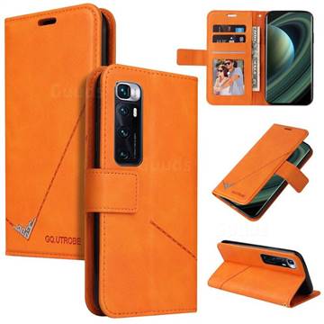 GQ.UTROBE Right Angle Silver Pendant Leather Wallet Phone Case for Xiaomi Mi 10 Ultra - Orange