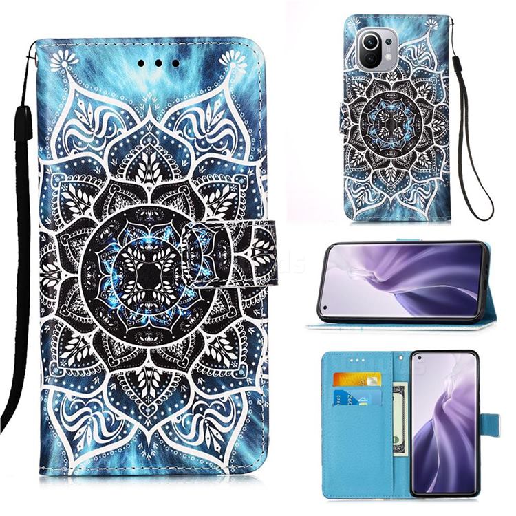 Underwater Mandala Matte Leather Wallet Phone Case for Xiaomi Mi 11