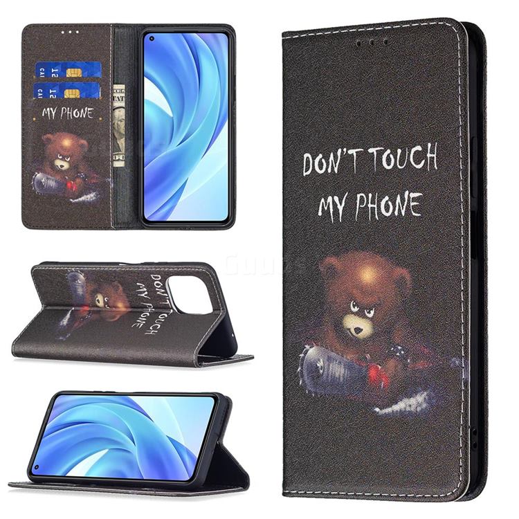Chainsaw Bear Slim Magnetic Attraction Wallet Flip Cover for Xiaomi Mi 11 Lite