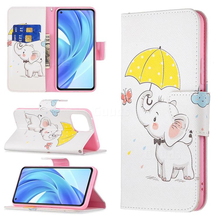 Umbrella Elephant Leather Wallet Case for Xiaomi Mi 11 Lite
