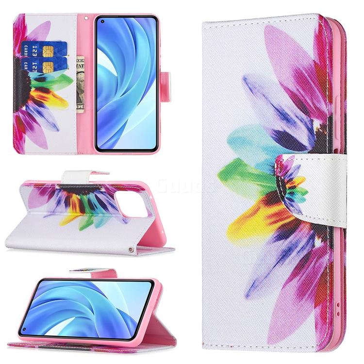 Seven-color Flowers Leather Wallet Case for Xiaomi Mi 11 Lite