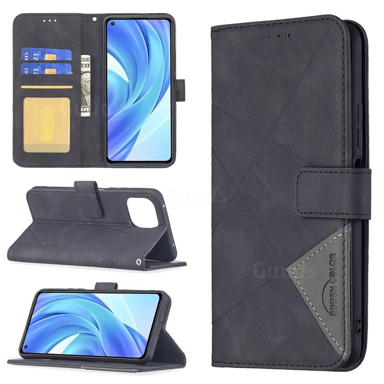Binfen Color BF05 Prismatic Slim Wallet Flip Cover for Xiaomi Mi 11 Lite - Black