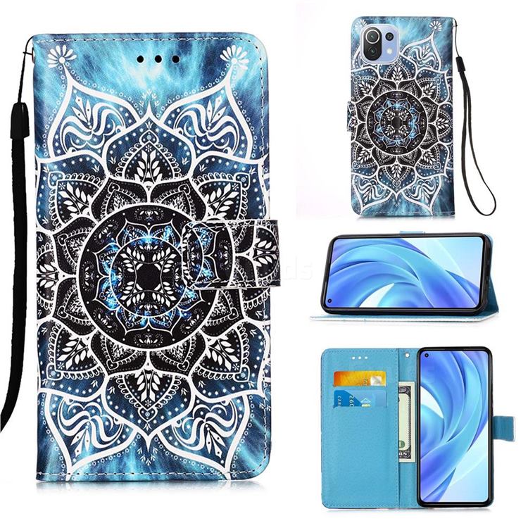 Underwater Mandala Matte Leather Wallet Phone Case for Xiaomi Mi 11 Lite