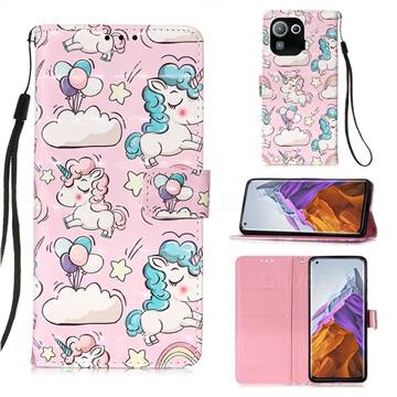 Angel Pony 3D Painted Leather Wallet Case for Xiaomi Mi 11 Pro