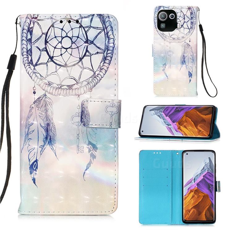 Fantasy Campanula 3D Painted Leather Wallet Case for Xiaomi Mi 11 Pro