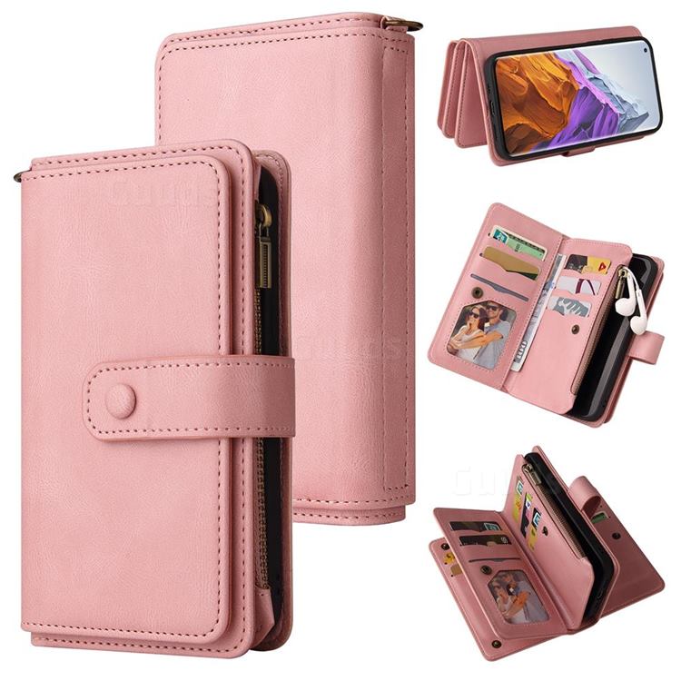 Luxury Multi-functional Zipper Wallet Leather Phone Case Cover for Xiaomi Mi 11 Pro - Pink