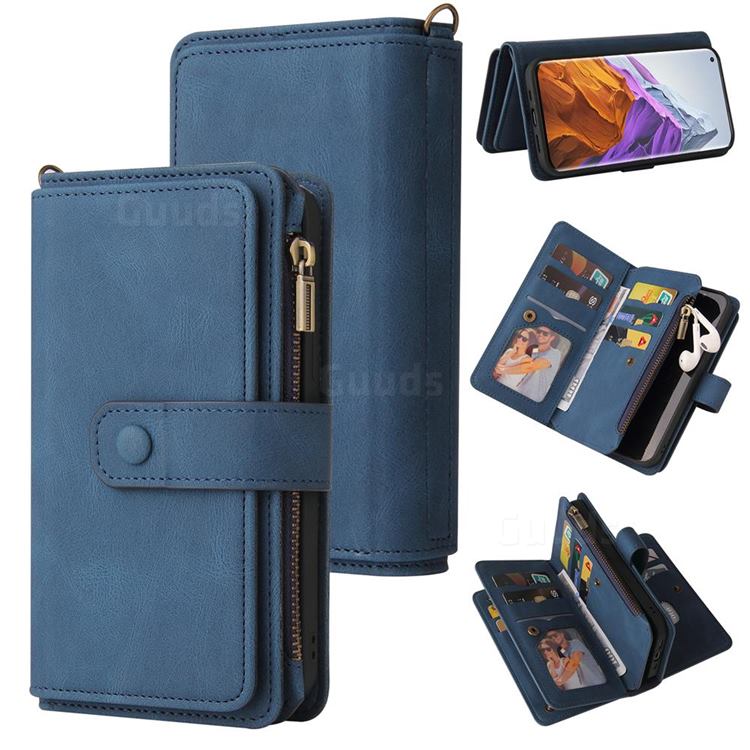 Luxury Multi-functional Zipper Wallet Leather Phone Case Cover for Xiaomi Mi 11 Pro - Blue