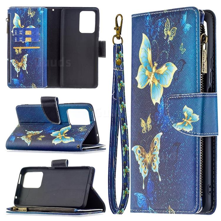 Golden Butterflies Binfen Color BF03 Retro Zipper Leather Wallet Phone Case for Xiaomi Mi 11T / 11T Pro
