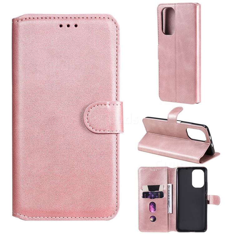 Retro Calf Matte Leather Wallet Phone Case for Xiaomi Mi 11i / Poco F3 - Pink