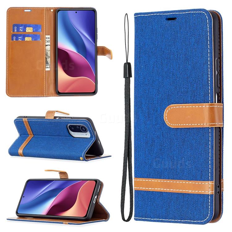 Jeans Cowboy Denim Leather Wallet Case for Xiaomi Mi 11i / Poco F3 - Sapphire
