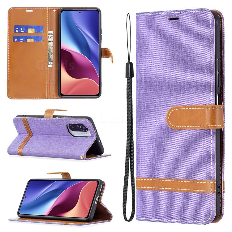 Jeans Cowboy Denim Leather Wallet Case for Xiaomi Mi 11i / Poco F3 - Purple