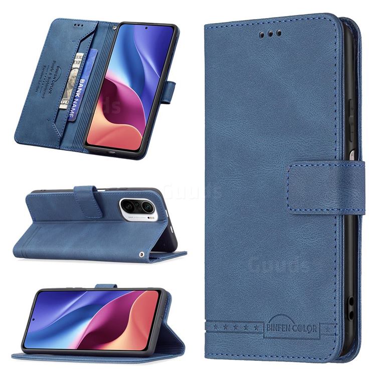 Binfen Color RFID Blocking Leather Wallet Case for Xiaomi Mi 11i / Poco F3 - Blue