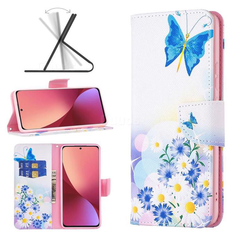 Butterflies Flowers Leather Wallet Case for Xiaomi Mi 12