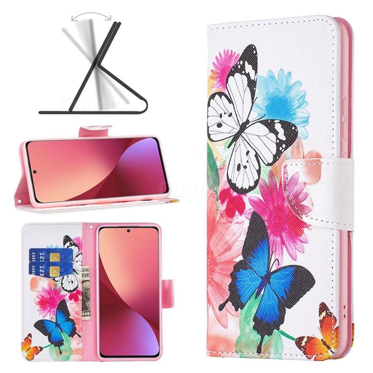 Vivid Flying Butterflies Leather Wallet Case for Xiaomi Mi 12