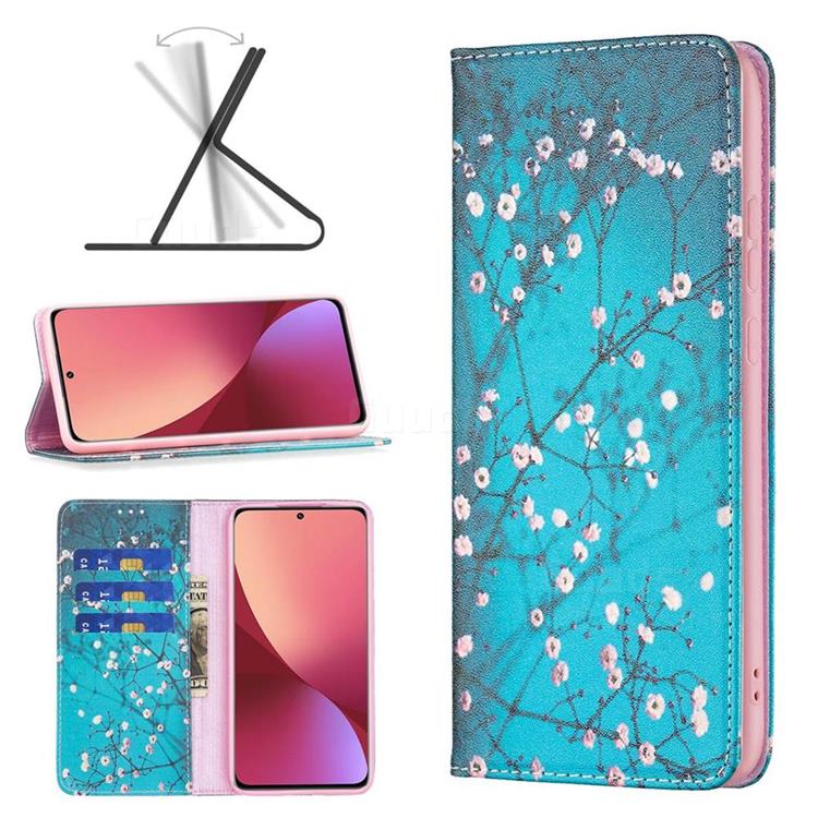 Plum Blossom Slim Magnetic Attraction Wallet Flip Cover for Xiaomi Mi 12