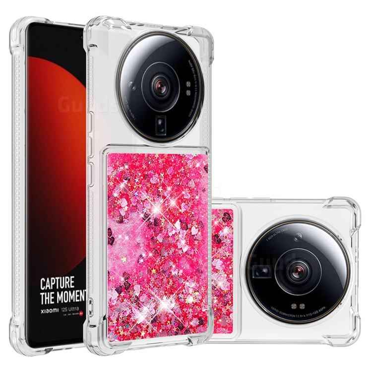 Dynamic Liquid Glitter Sand Quicksand TPU Case for Xiaomi Mi 12S Ultra - Pink Love Heart