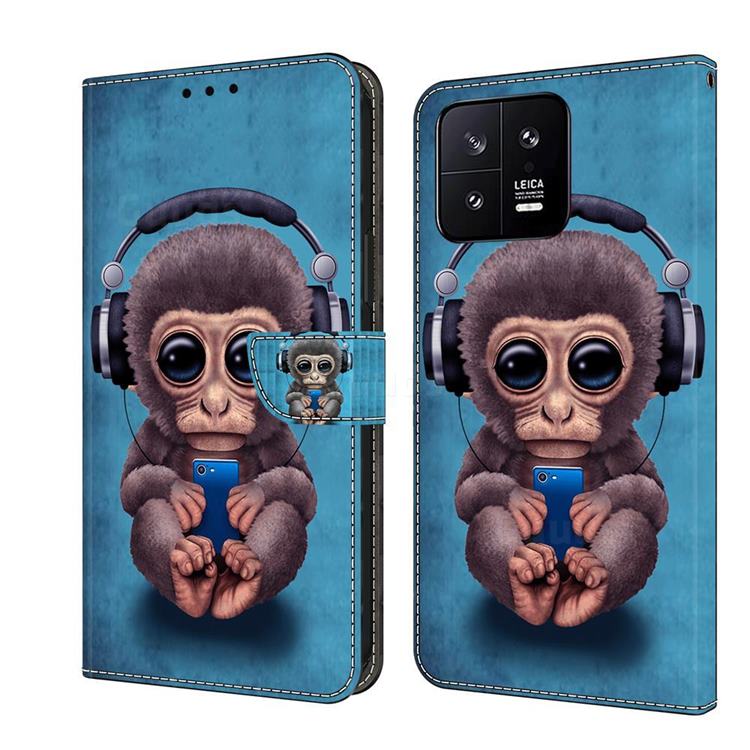 Cute Orangutan Crystal PU Leather Protective Wallet Case Cover for Xiaomi Mi 13