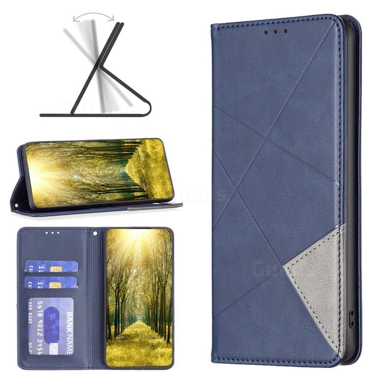 Prismatic Slim Magnetic Sucking Stitching Wallet Flip Cover for Xiaomi Mi 13 Lite - Blue