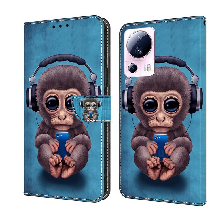 Cute Orangutan Crystal PU Leather Protective Wallet Case Cover for Xiaomi Mi 13 Lite