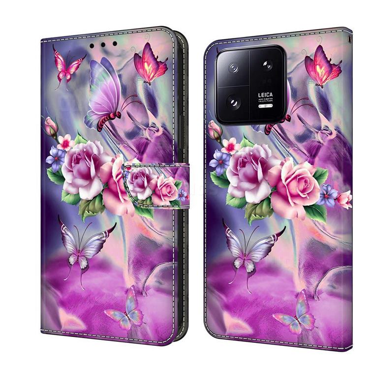 Flower Butterflies Crystal PU Leather Protective Wallet Case Cover for Xiaomi Mi 13 Pro