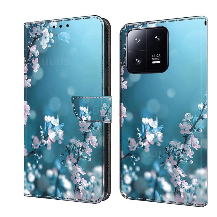 Plum Blossom Crystal PU Leather Protective Wallet Case Cover for Xiaomi Mi 13 Pro