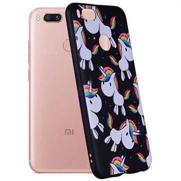 Rainbow Unicorn 3D Embossed Relief Black Soft Back Cover for Xiaomi Mi A1 / Mi 5X