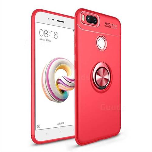 Auto Focus Invisible Ring Holder Soft Phone Case for Xiaomi Mi A1 / Mi 5X - Red