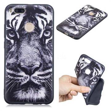 White Tiger 3D Embossed Relief Black TPU Cell Phone Back Cover for Xiaomi Mi A1 / Mi 5X