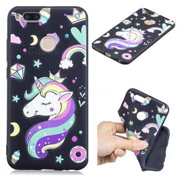 Candy Unicorn 3D Embossed Relief Black TPU Cell Phone Back Cover for Xiaomi Mi A1 / Mi 5X