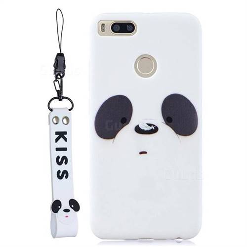 White Feather Panda Soft Kiss Candy Hand Strap Silicone Case for Xiaomi Mi A1 / Mi 5X