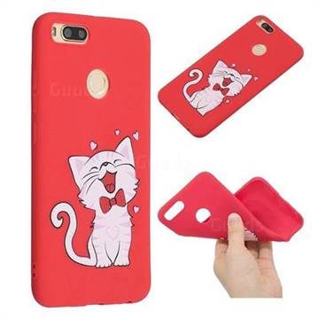 Happy Bow Cat Anti-fall Frosted Relief Soft TPU Back Cover for Xiaomi Mi A1 / Mi 5X