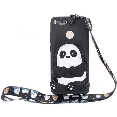 Cute Panda Neck Lanyard Zipper Wallet Silicone Case for Xiaomi Mi A1 / Mi 5X