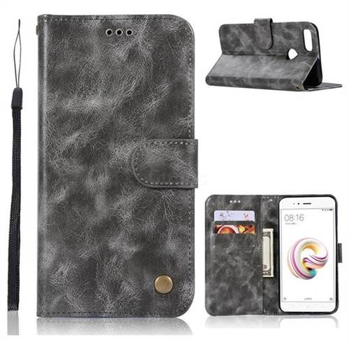 Luxury Retro Leather Wallet Case for Xiaomi Mi 5X - Gray