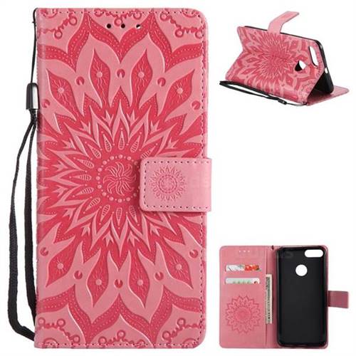 Embossing Sunflower Leather Wallet Case for Xiaomi Mi 5X - Pink