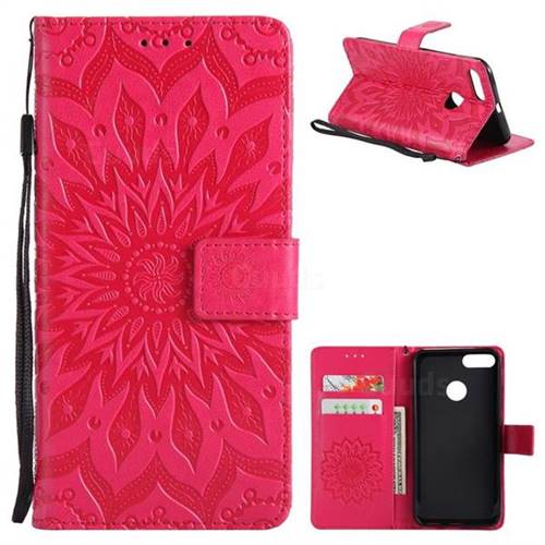 Embossing Sunflower Leather Wallet Case for Xiaomi Mi 5X - Red