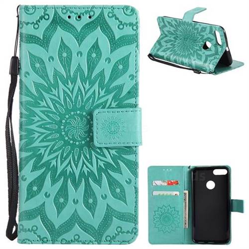 Embossing Sunflower Leather Wallet Case for Xiaomi Mi 5X - Green